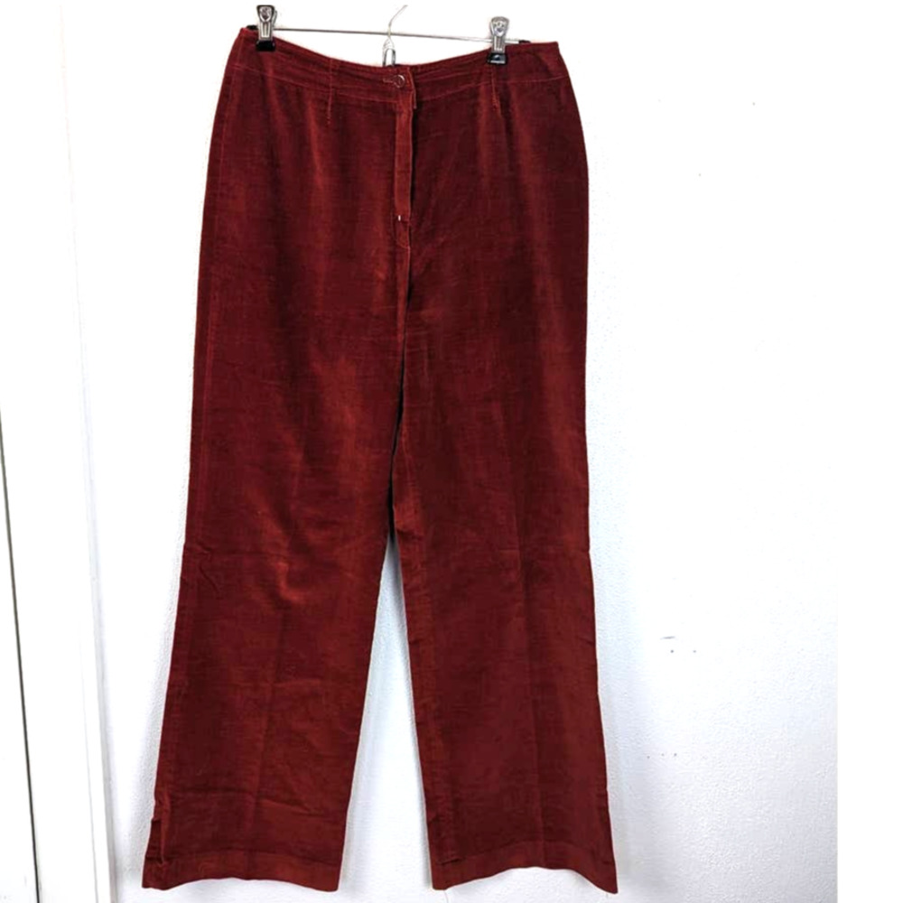 Vintage 70's Burnt Orange Velvet Wide Leg Bell Bottoms Sz 8